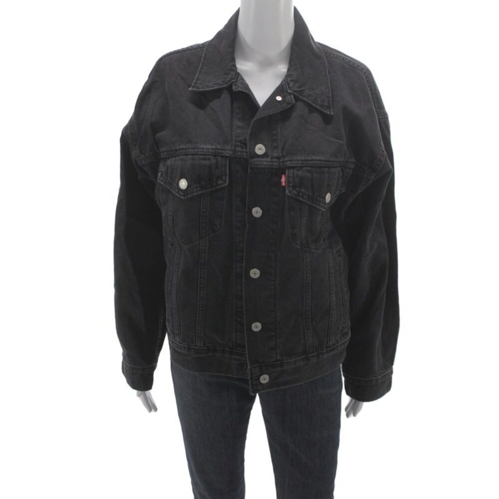 Levi Strauss & Co Women Black Denim Basic Jacket Button Long Sleeve Size S